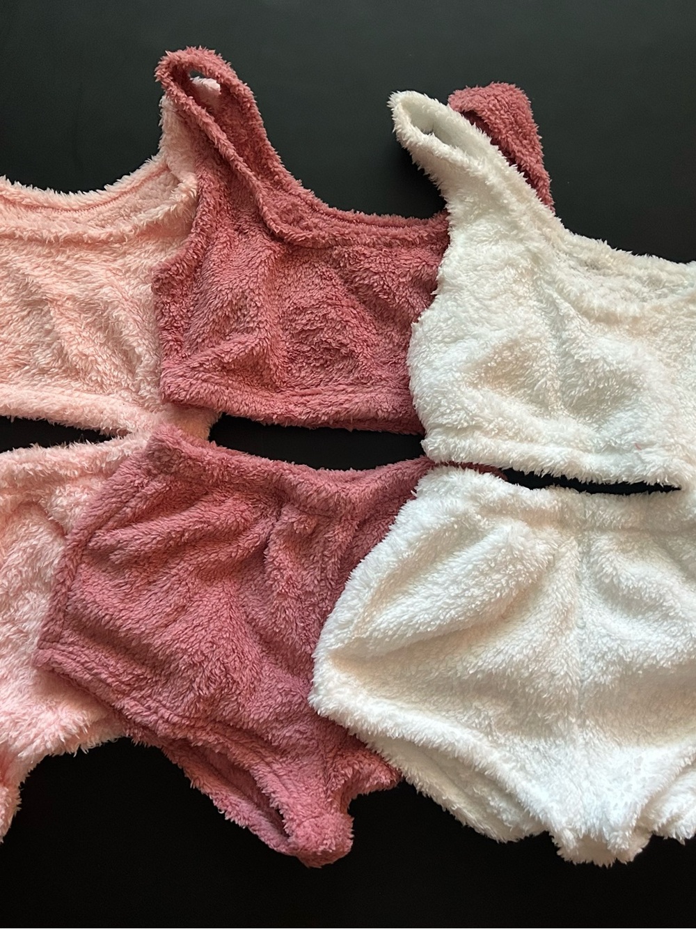 Cozy Plush Two-Piece Loungewear 3 Sets in Rose, Pink and Cream barely worn